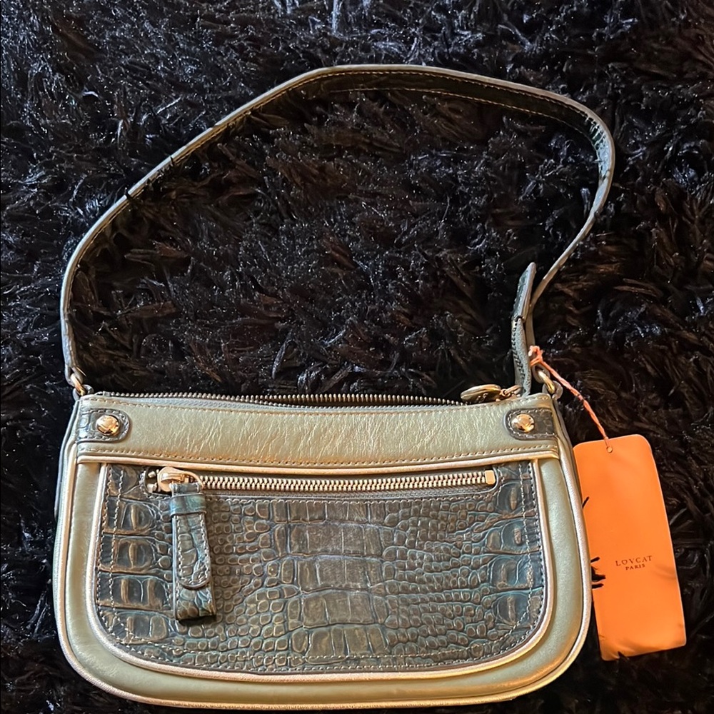 Elegant Green Crocodile-Embossed Shoulder Bag
